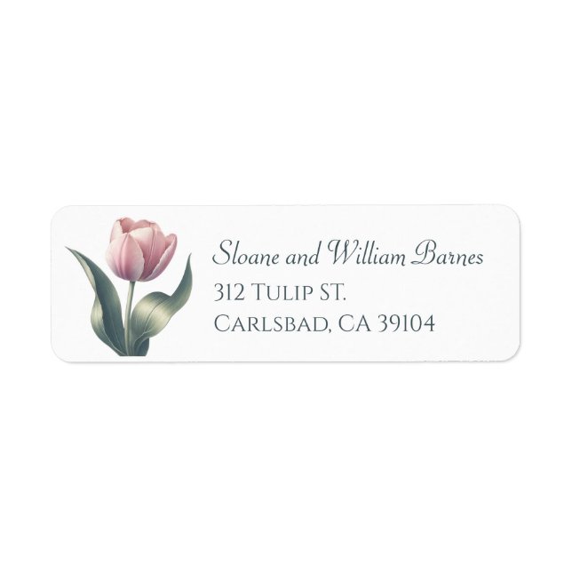 Élégante Tulipe rose simple Adresse de retour (Devant)