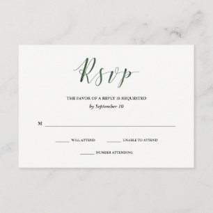Élégante typographie   Deep Green Wedding RSVP