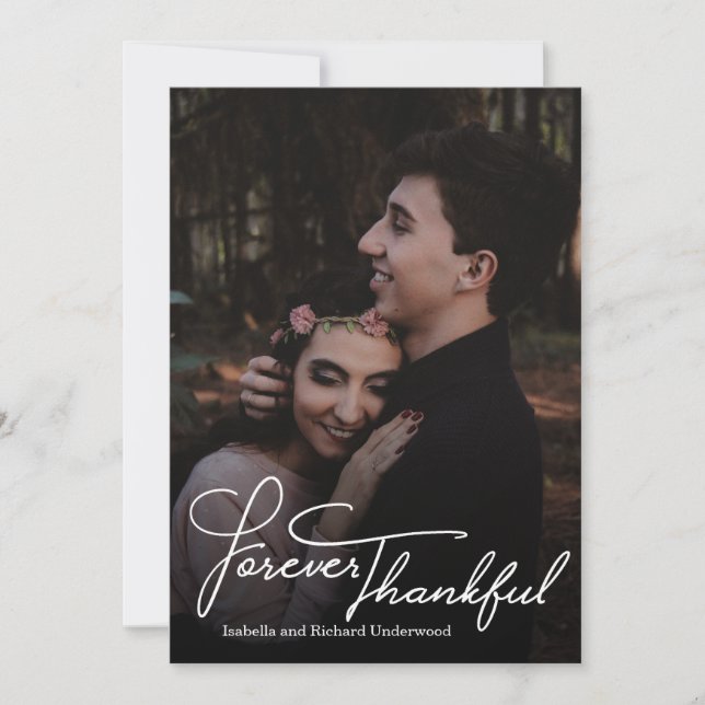 Élégante typographie manuscrite mariage merci (Devant)