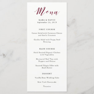 Élégante typographie Menu Mariage Marsala