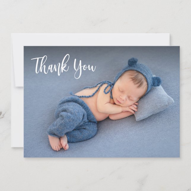 Élégante typographie Nouveau-né Baby Photo Merci (Devant)