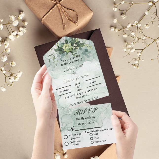 Élégante végétation eucalyptus INVITATIONS DE MARI (Créateur téléchargé)