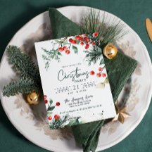 Élégante verdure d'hiver Noël Fête Invitation