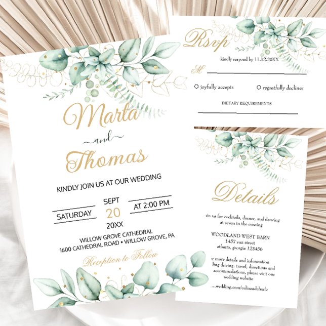 Elégante verdure Faire-part de mariage Eucalyptus (Créateur téléchargé)