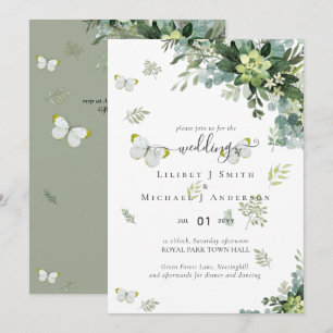 Élégante verdure Foliage Mariage Invitations Budge