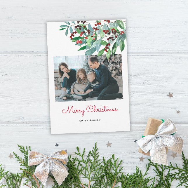 Élégante verdure Joyeux Carte photo de Noël (Créateur téléchargé)