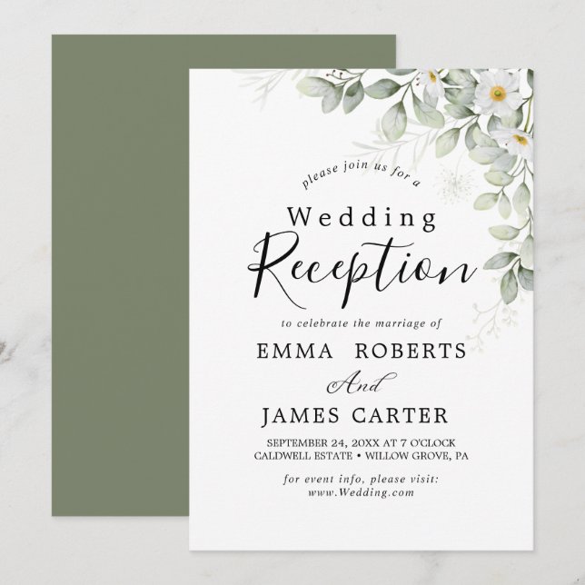 Elégante verdure Mariage Réception Invitation (Devant / Derrière)