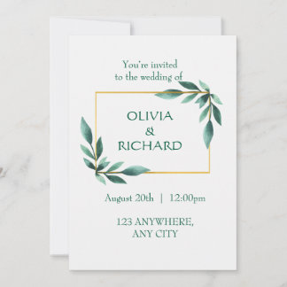 Elégante Verdure Or Cadre minimaliste Invitation