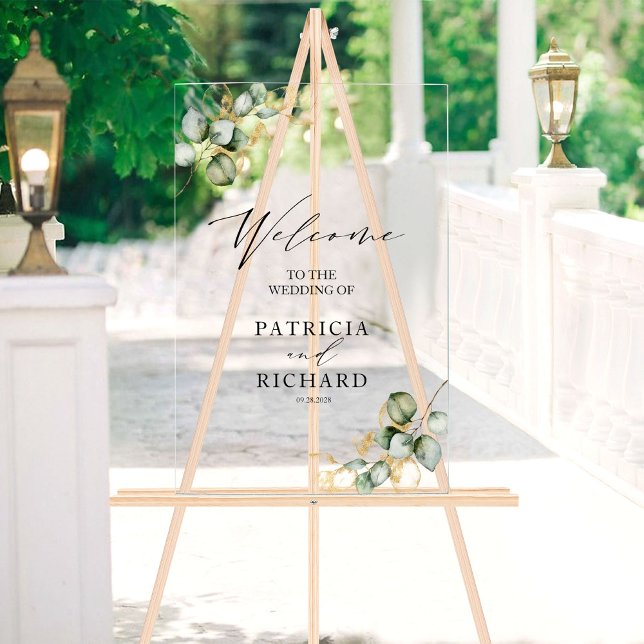 Elégante verdure or Mariage Affiche de bienvenue (Créateur téléchargé)