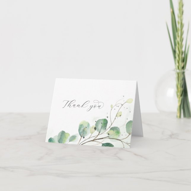 Élégante verdure Pliée Carte de remerciements Mari (Devant)