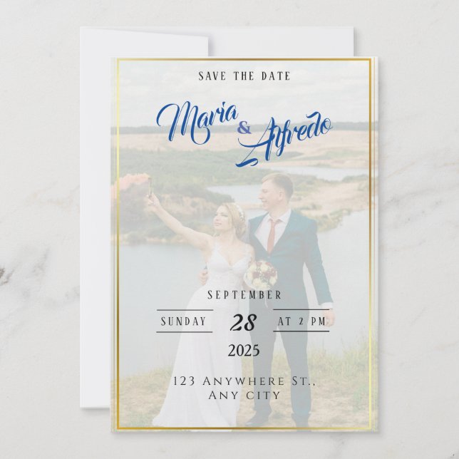 Élégante verdure Sauvez la date Invitation (Devant)