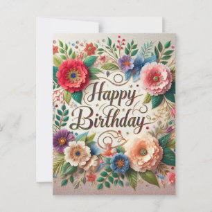 Elégante vibes florale Carte postale Anniversaire
