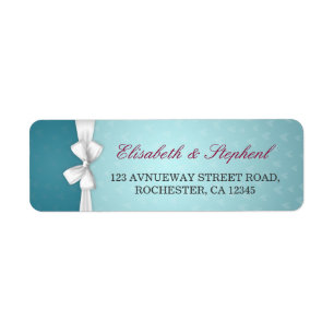 Élégante White Ribbon Turquoise Adresse Mariage