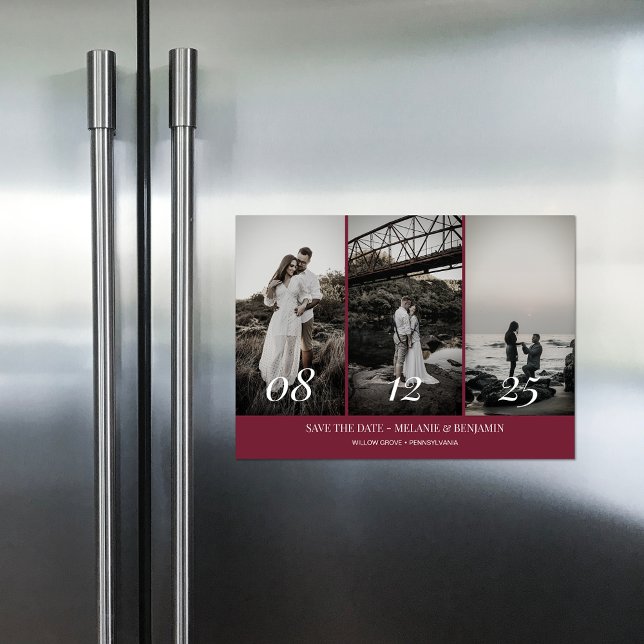 Élégantes Cartes de Faire-Part Rose Clair Collage  (Elegant Photo Collage Rose Pink Save the Dates Magnetic Invitation)