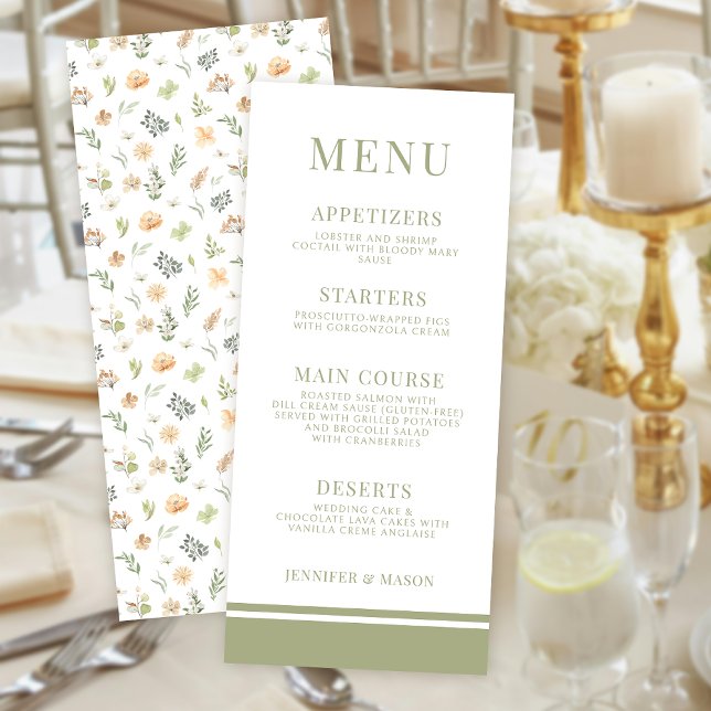 Elégantes cartes de menu mariage à la à la décorat (Créateur téléchargé)