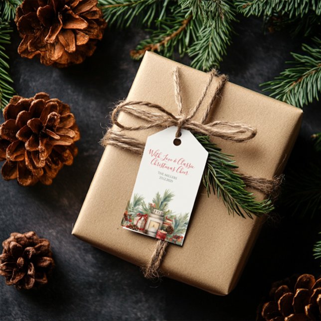 Élégantes étiquettes cadeaux de Noël en rouge et v (Créateur téléchargé)