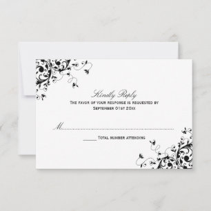 Élégantes Filles Noir & Blanc Mariage Cartes RSVP