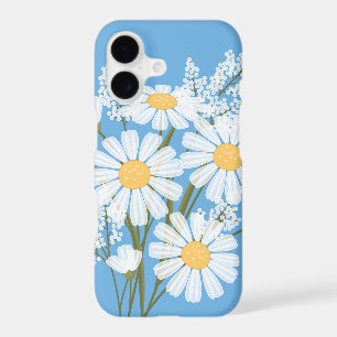 Élégantes fleurs blanches sur fond bleu