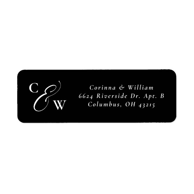 Élégantes initiales mariage noir et blanc (Devant)