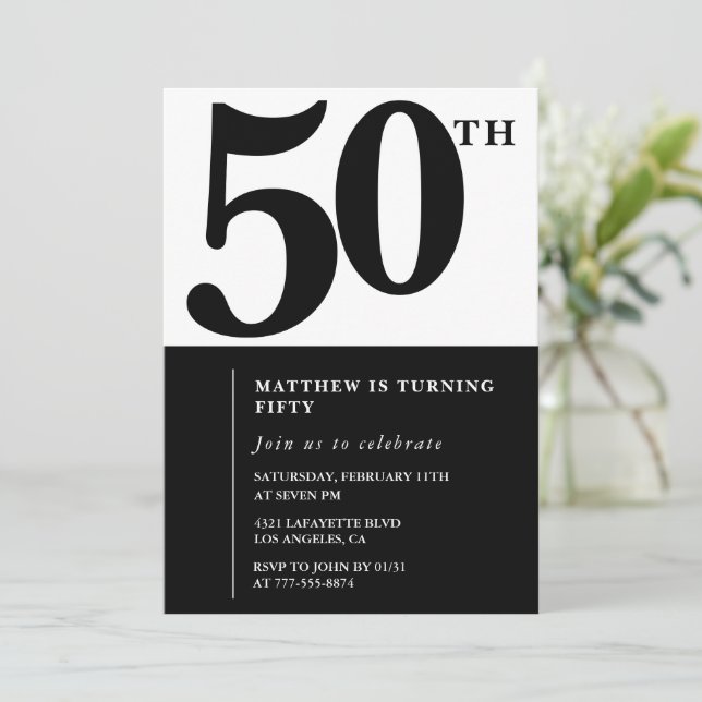 Élégantes invitations à 50e anniversaire Chic Simp (Debout devant)