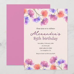 Elégantes invitations à 85e anniversaire Boho Flor