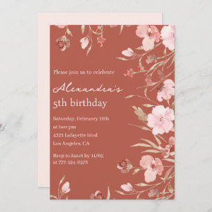 Elégantes invitations de 5e anniversaire Floral Ch