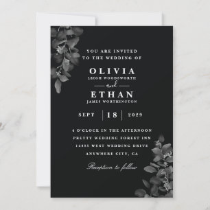 Elégantes invitations noires de mariage