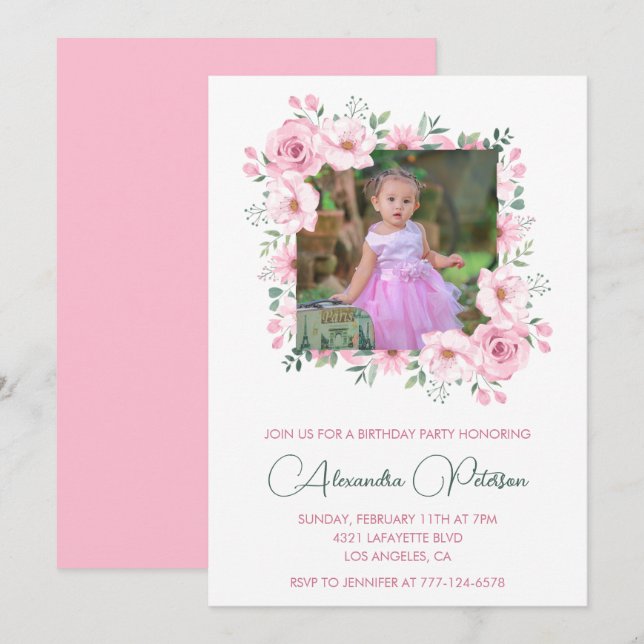 Elégantes invitations pour 4 ans Photo Boho (Devant / Derrière)
