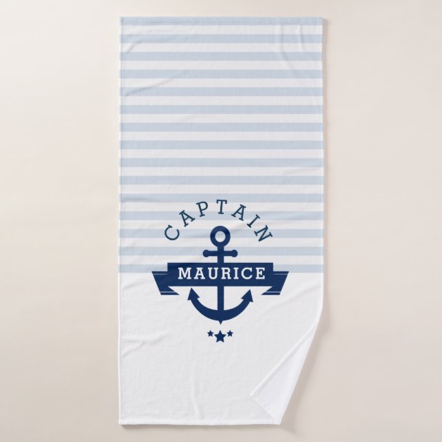 élégantes rayures bleu marine (Serviette de bain)