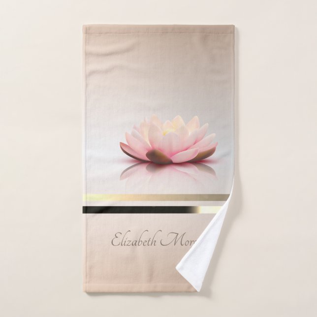 Élégantes rayures Lotus (Serviette à main)