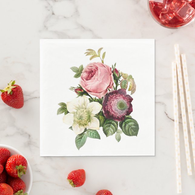 Élégantes serviettes en papier rose (En situation)
