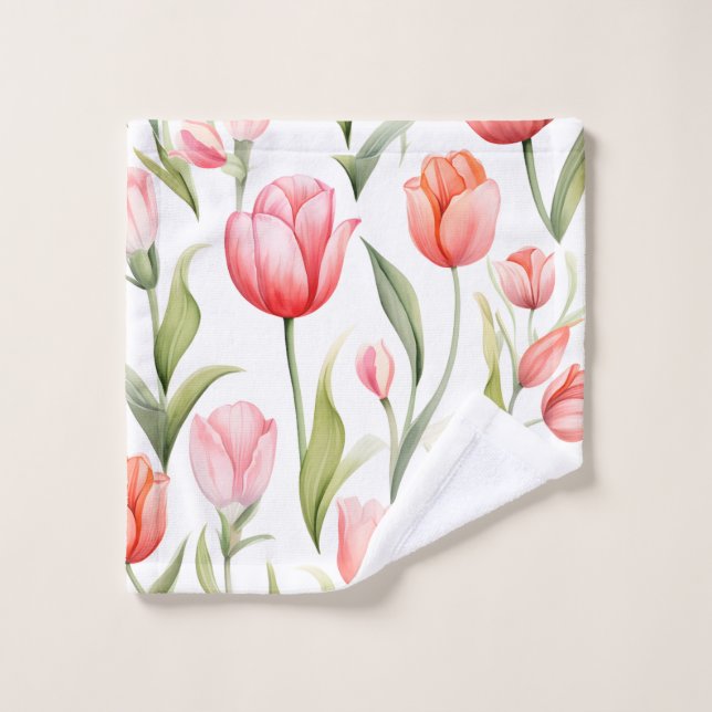 Élégantes tulipes aquarelles (Gant de toilette)