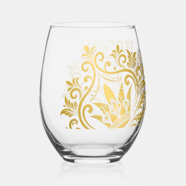 Élégantes verres de coeur Floral or (Recto)