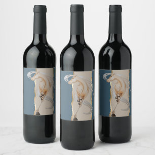 Elegantes Weinetikett mit edlem Pferdemotiv  Wine Label