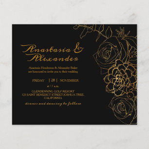 ElegantGold Budget Invitation to wedding ceremony. Flyer