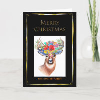Elegantly beautiful reindeer with flowers and gold
