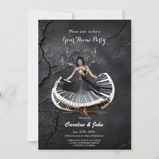 Elegantly dancing woman  invitation (Front)