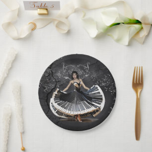 Elegantly dancing woman  paper plate