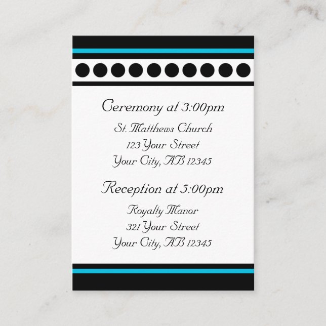 Elegantly Dotted Blue Guest Reference Cards (Front)