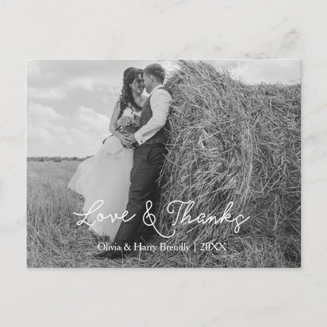 Elegantly Lovely Wedding Thank You Postcard (Front)