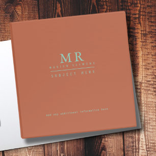 Elegantly Monogrammed Brown Boho Colour Binder