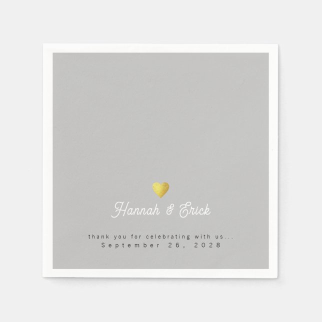 Elegantly Signed Wedding Grey Napkin (Front)