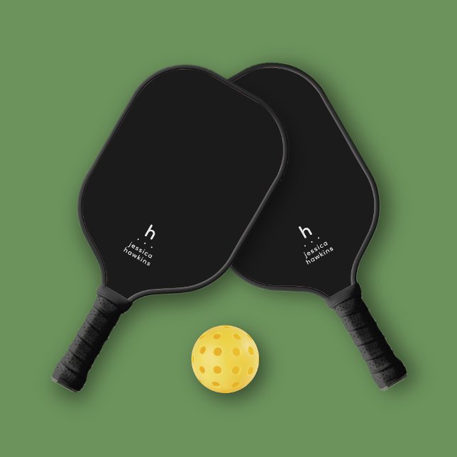 Elegantly Simple Monogram Black Noir Personal Pickleball Paddle (Creator Uploaded)