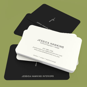 Elegantly Simple Script Monogram Black Noir Business Card