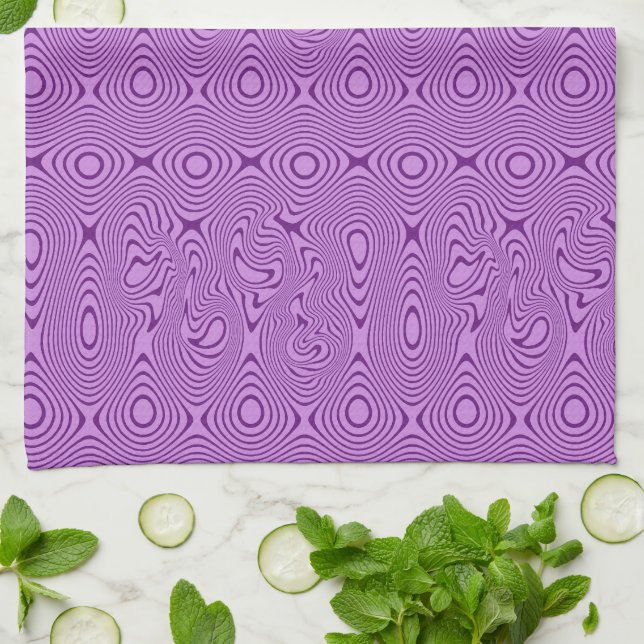 Elegantly Trippy Lines and Shapes Pattern Kitchen Towel (Folded)