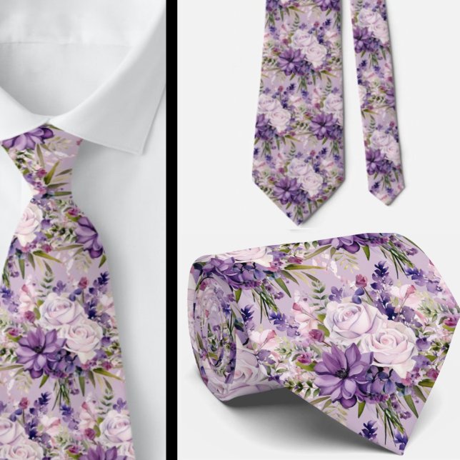 Élégants Cravates floraux violets et blancs (Créateur téléchargé)