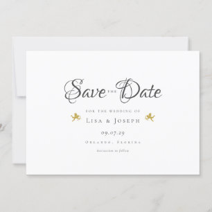 Élégants Cupidons en Or Élégant Faire-Part de Date