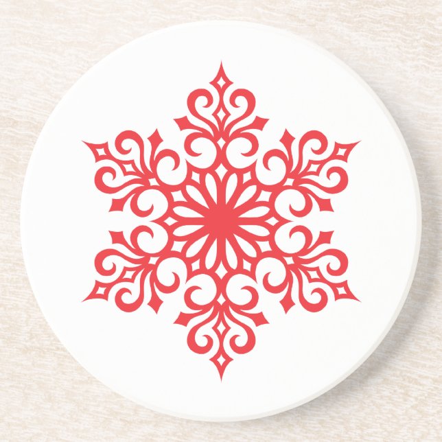 Élégants Dessous de verre Red Snowflake (Devant)