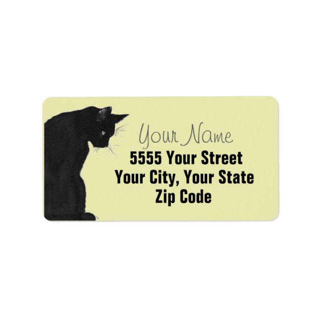 Élégants Étiquettes de adresse de Chat Noir (Devant)