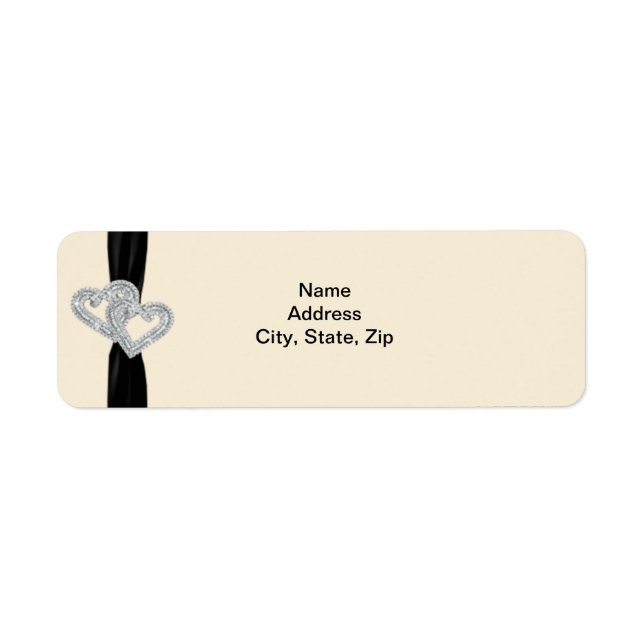 Élégants Étiquettes de adresse de ruban noir diama (Devant)